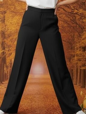 Bershka Black High-Waist Wide-Leg Pants Trousers - Size 6
